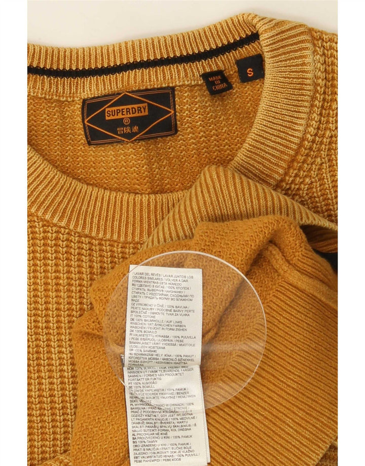 Superdry Pull ras du cou pour homme en coton jaune petit