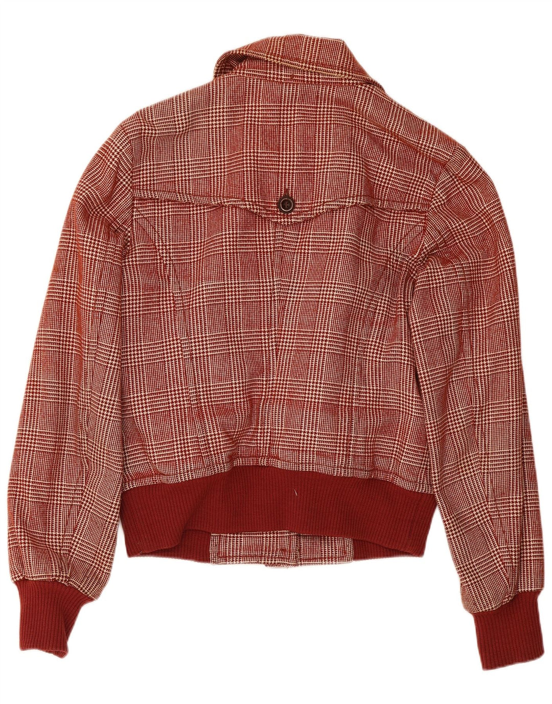 Sisley Veste Bomber Femme UK 6 XS Laine Pied-de-Poule Bordeaux