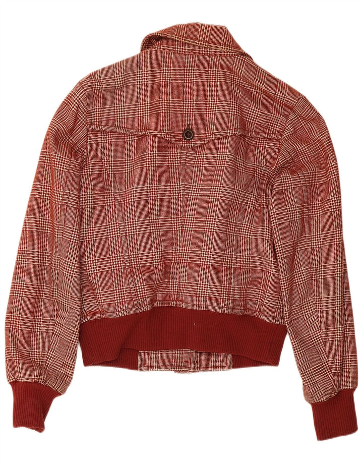 Sisley Veste Bomber Femme UK 6 XS Laine Pied-de-Poule Bordeaux