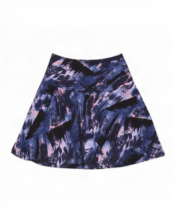 Marks & Spencer Jupe trapèze à motif abstrait pour femme UK 12 Medium W32 Bleu