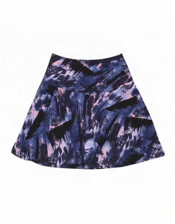 Marks & Spencer Jupe trapèze à motif abstrait pour femme UK 12 Medium W32 Bleu