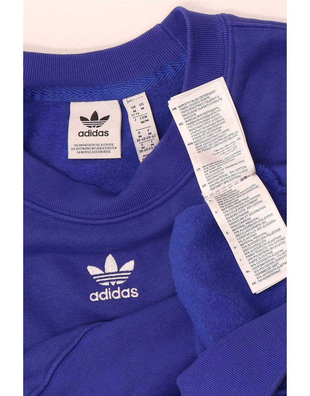 Adidas Sweat-shirt surdimensionné pour femme UK 12/14 Bleu moyen Coton