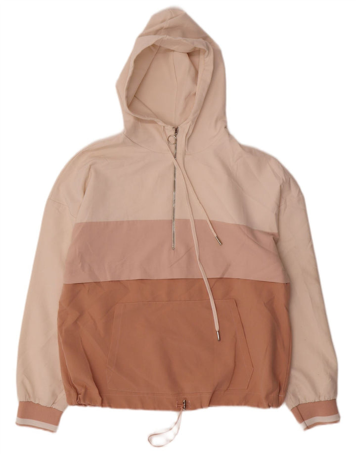 Zara Veste Anorak à capuche pour femme UK 10 Small Multicolore Colourblock
