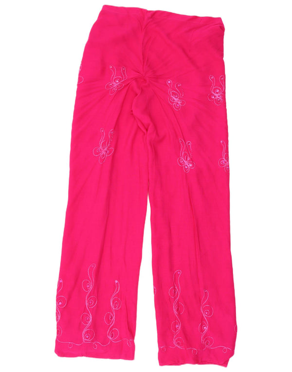 Pantalon Harem Wrap Femme vintage W26 L33 Rayonne Florale Rose