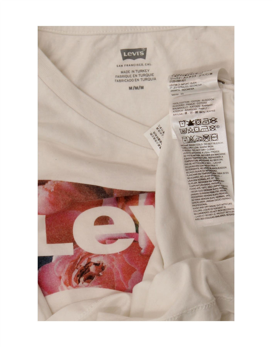 Levi's T-Shirt Graphique Femme UK 12 Coton Blanc Moyen