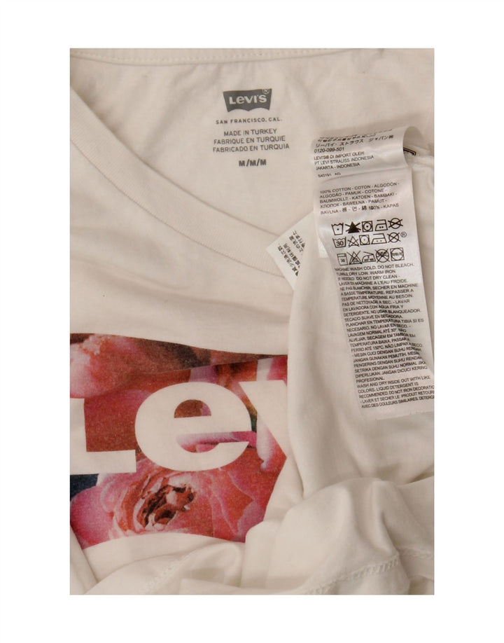 Levi's T-Shirt Graphique Femme UK 12 Coton Blanc Moyen