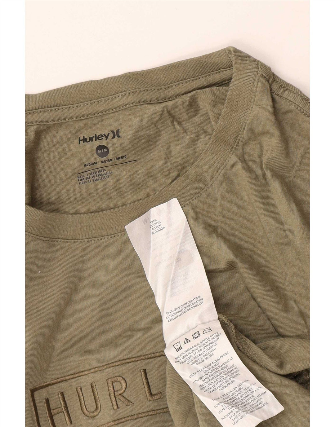 Hurley T-Shirt Graphique Top Homme Kaki Moyen Coton