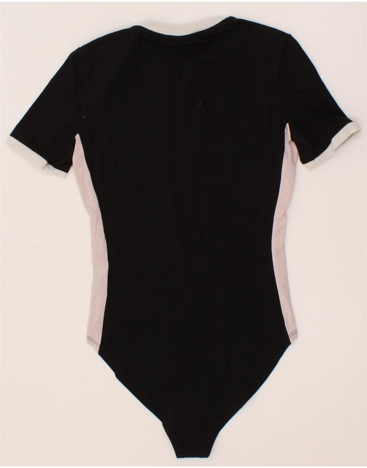 FILA Womens Graphic Bodysuit UK 8 Small  Black Colourblock Cotton Vintage Fila and Second-Hand Fila from Messina Hembry 