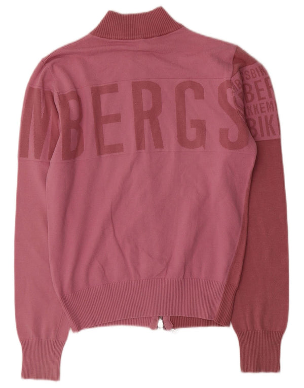 Bikkembergs Pull cardigan graphique pour femme UK 14 Rose moyen Colourblock