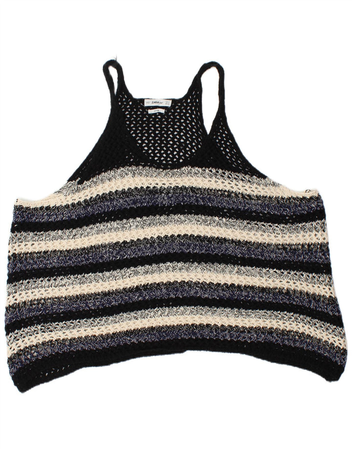 Zara Chemisier surdimensionné sans manches pour femme UK 10 Petit bleu marine rayé