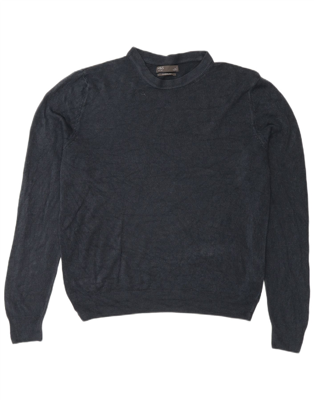 Marks & Spencer Pull col rond pour homme en acrylique bleu marine Taille L