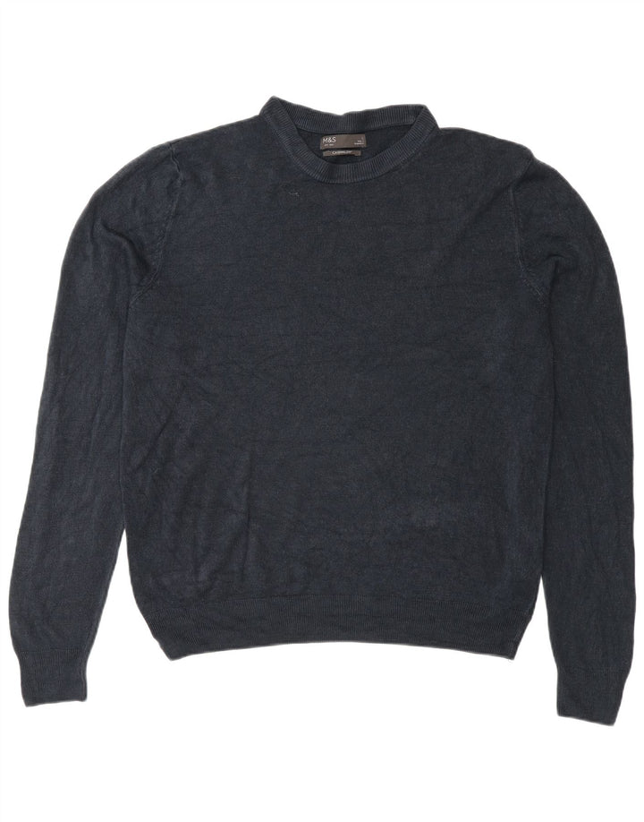 Marks & Spencer Pull col rond pour homme en acrylique bleu marine Taille L