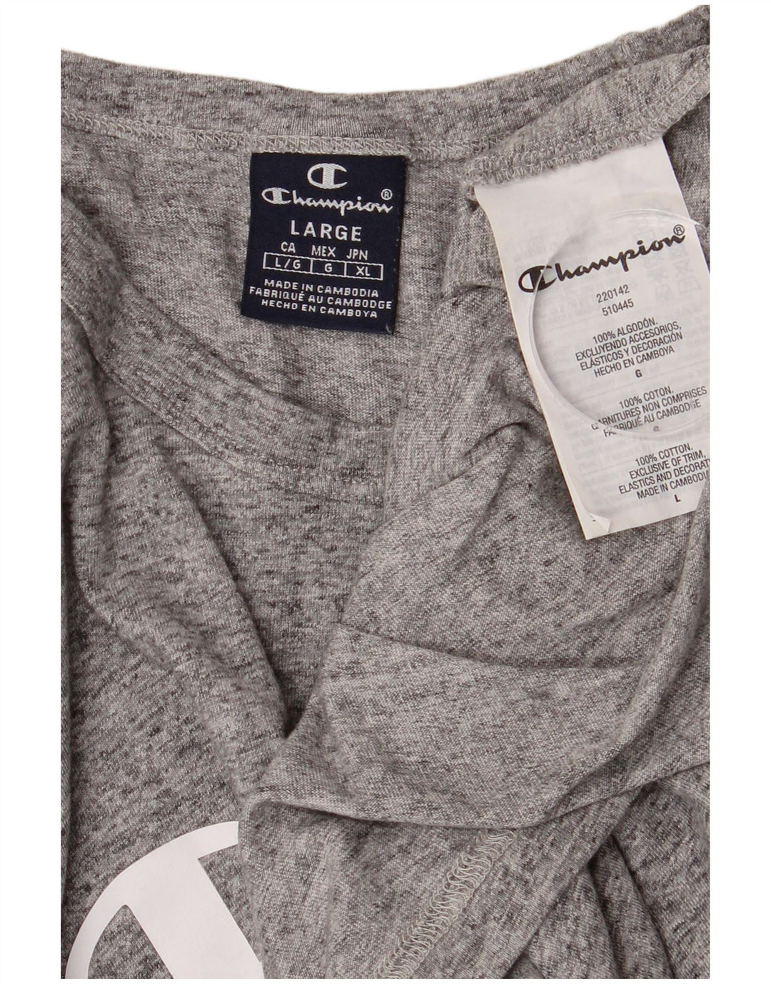 CHAMPION T-Shirt Graphique Homme Grand Gris Moucheté Coton