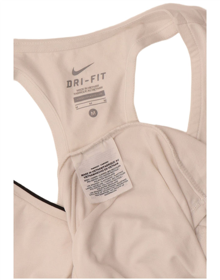 NIKE Débardeur Dri Fit pour femme UK 12 Polyester blanc moyen