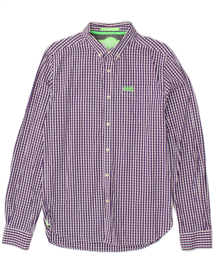 SUPERDRY Mens Shirt Medium Purple Gingham Cotton Vintage Superdry and Second-Hand Superdry from Messina Hembry 
