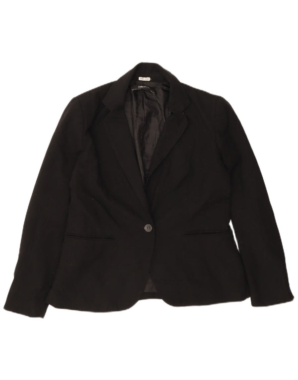 Zara Veste Blazer 1 Bouton Femme EU 42 Large Noir