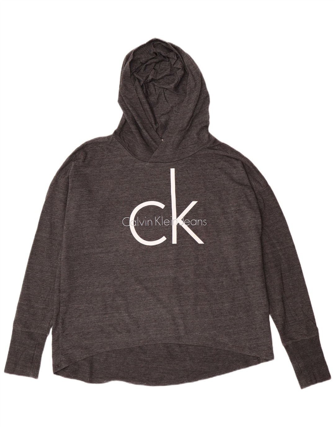 CALVIN KLEIN JEANS Pull à capuche graphique pour femme UK 14 Gris moyen