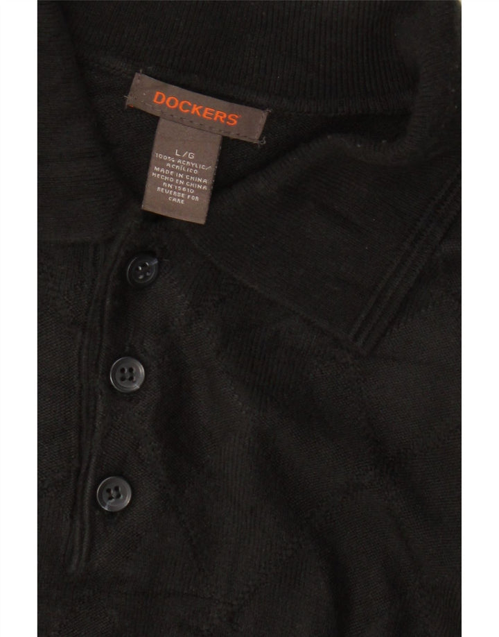 Dockers Pull à col polo pour homme, grand, noir, acrylique