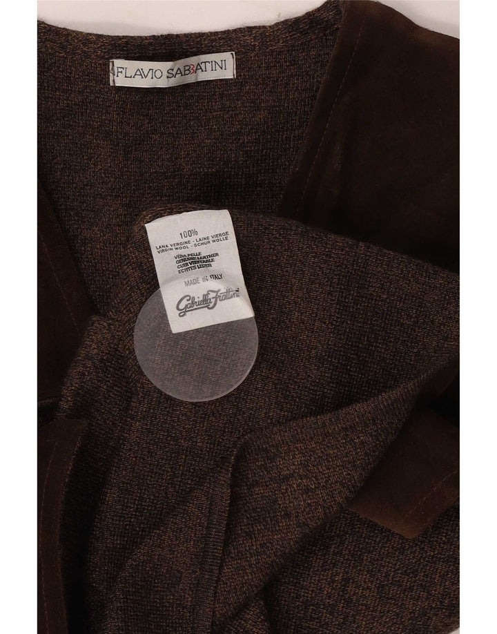 Flavio Castellani Gilet Homme IT 50 Laine Vierge Marron Moyen