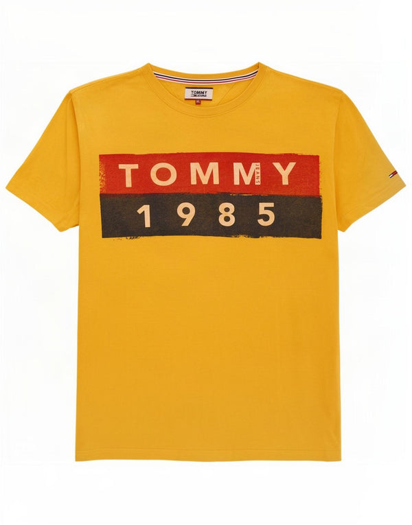 Tommy Hilfiger T-Shirt Graphique Homme Top XL Jaune Coton