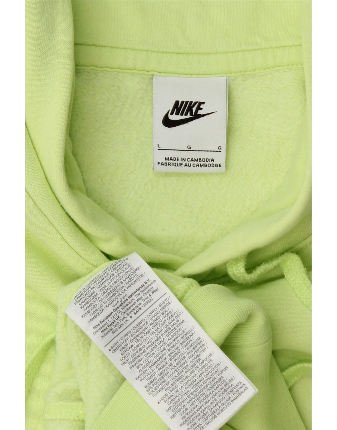 Nike Pull à capuche pour homme en coton vert Taille L