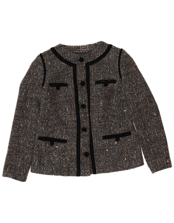 VINTAGE Femme 5 Bouton Blazer Veste UK 12 Gris Moyen Moucheté