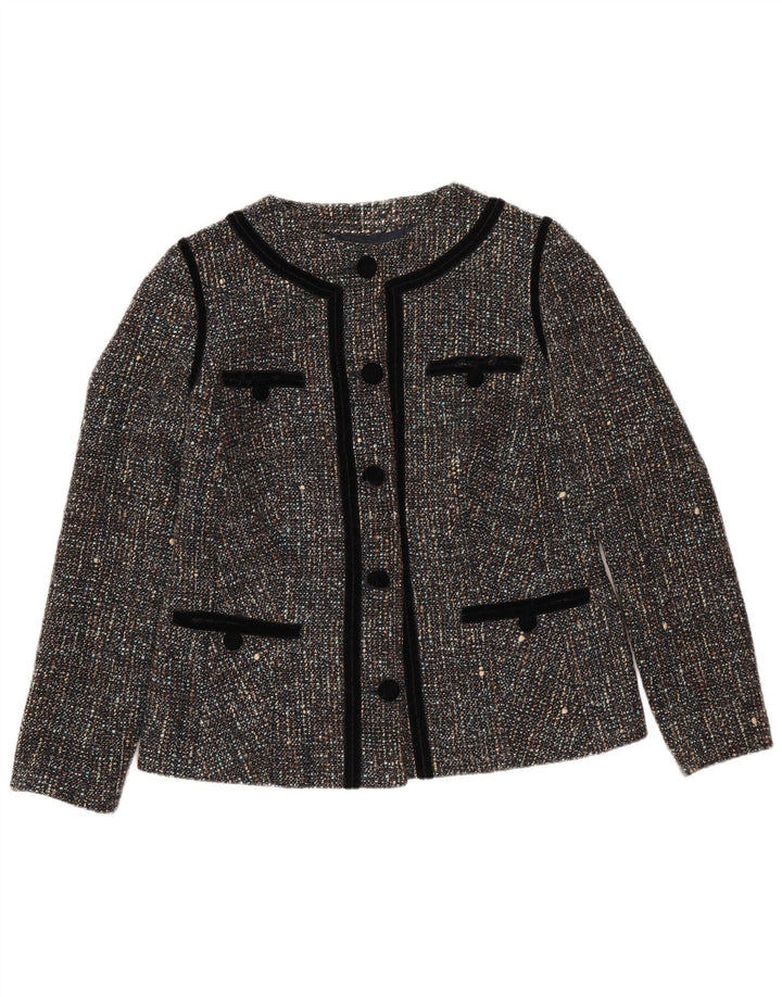 VINTAGE Femme 5 Bouton Blazer Veste UK 12 Gris Moyen Moucheté