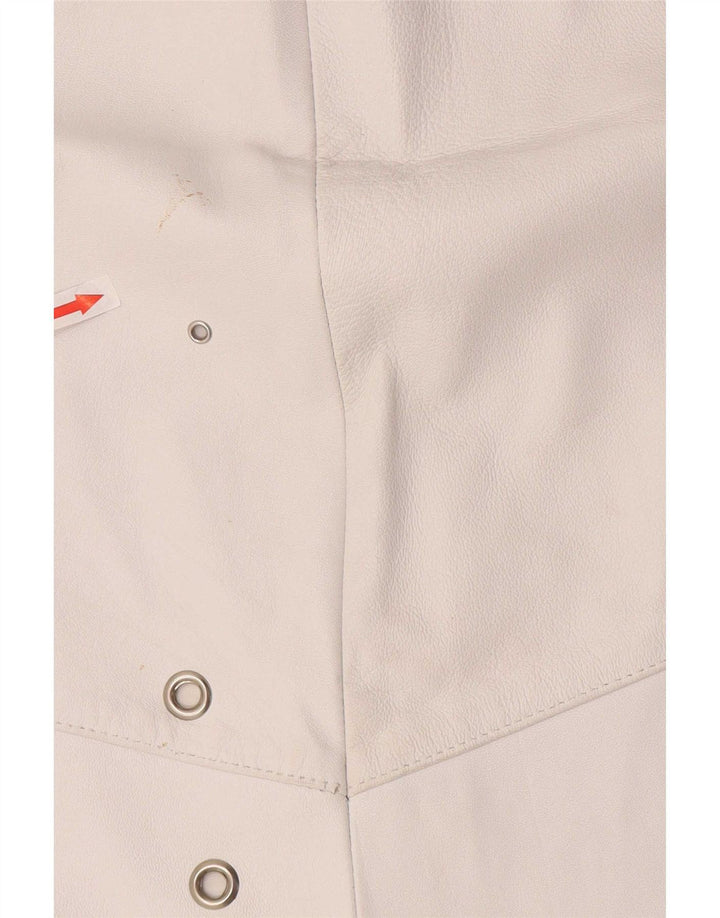 jupe en cuir femme vintage W36 XL Blanc