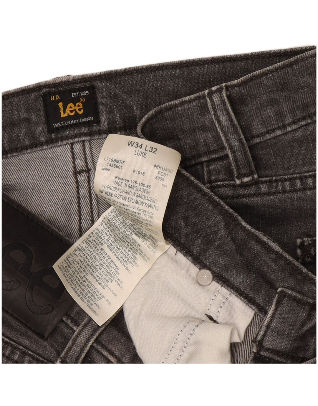 Lee Jean Slim Luke W34 L32 Homme Gris Coton