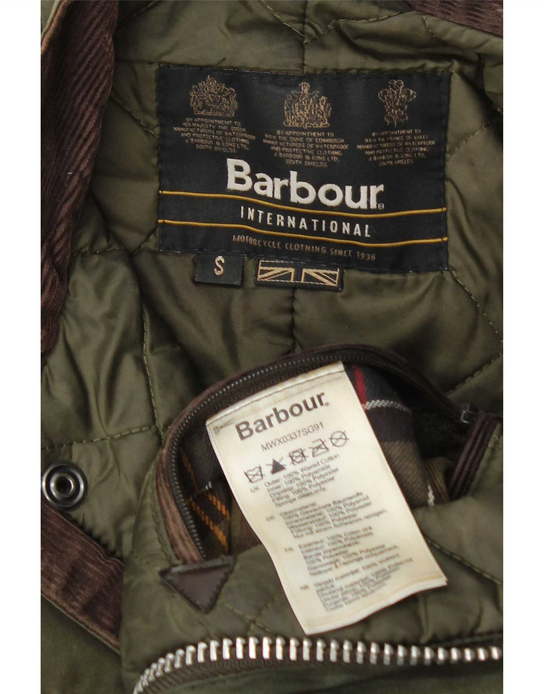 Barbour Veste en coton ciré pour homme UK 36 Petit coton vert