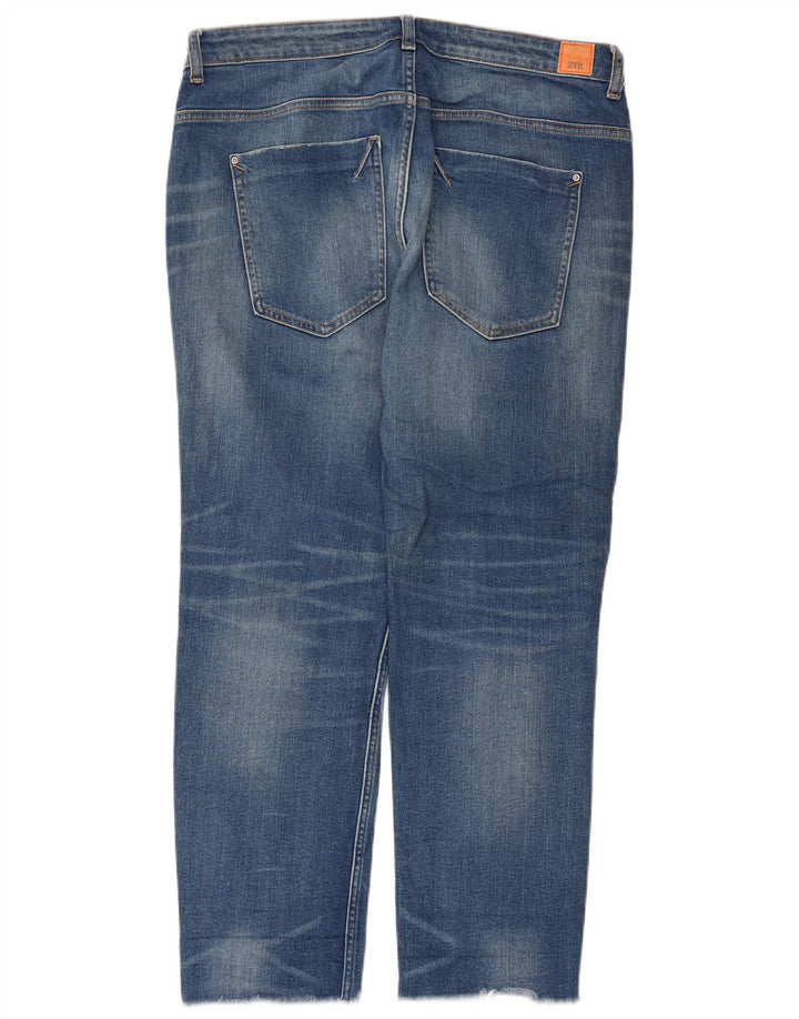 Zara Jean droit vieilli pour femme EU 42 Large W32 L28 Bleu