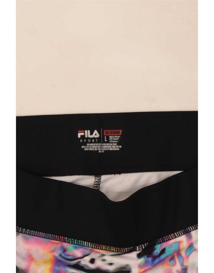 Fila Legging Capri à motif abstrait pour femme UK 14 Large Noir Polyester