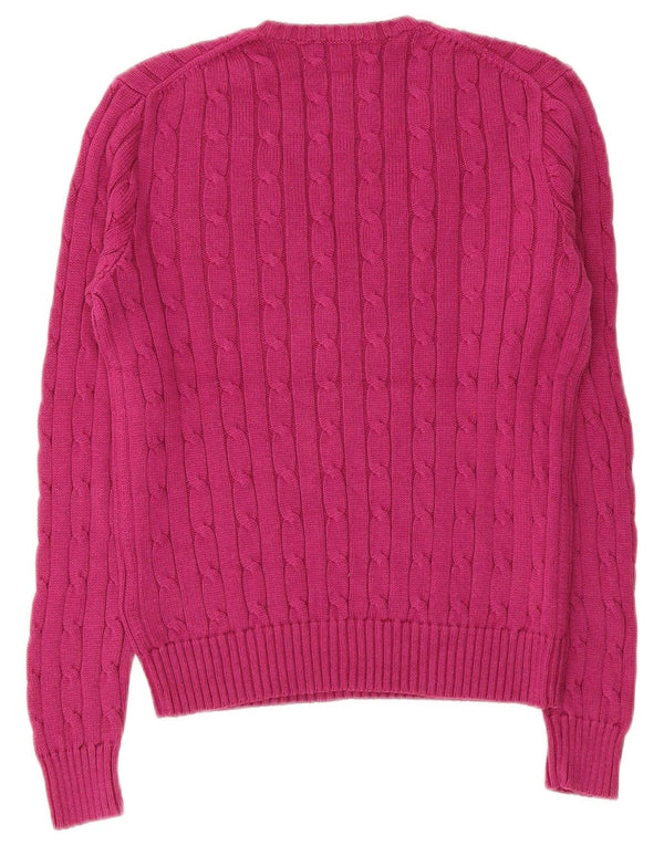 Polo Ralph Lauren Pull col en V pour femme UK 12 Coton rose moyen