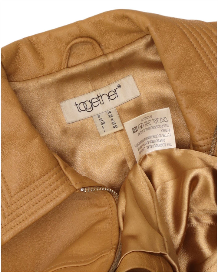 TOGETHER Veste en cuir pour femme UK 8 Petit cuir beige