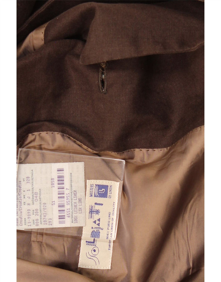 SOLBIATI Veste Blazer 2 Boutons Homme IT 48 Lin Marron Moyen