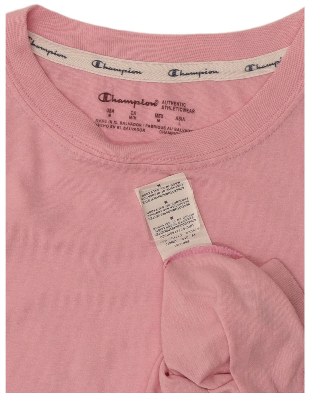 Champion T-Shirt Femme Top UK 12 Coton Rose Moyen