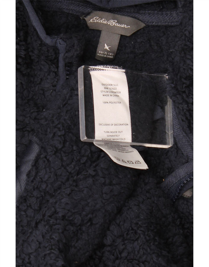EDDIE BAUER Veste Polaire à Capuche Garçon 15-16 ans XL Bleu Marine Polyester