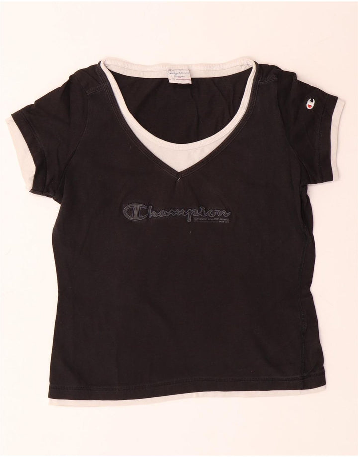CHAMPION T-shirt graphique Heritage Classics pour femme UK 10 Small Noir