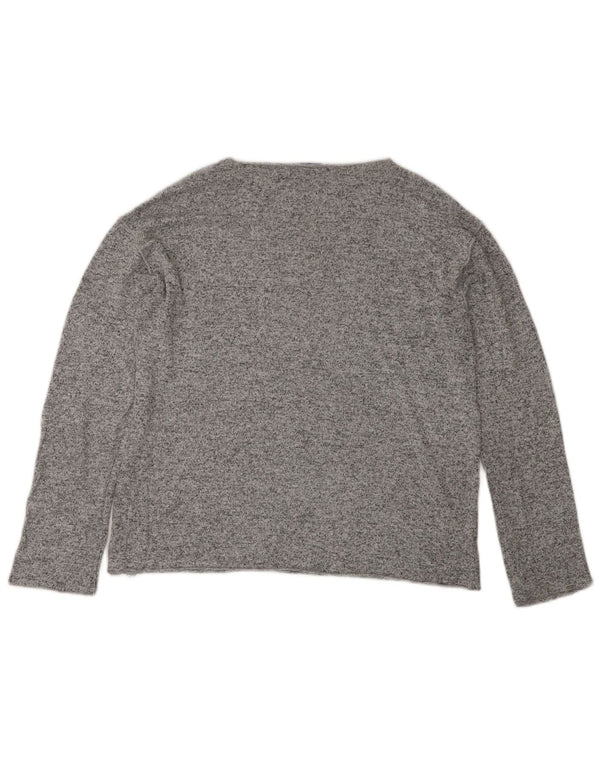 Zara Femme Top Manches Longues UK 10 Petit Gris Moucheté Viscose