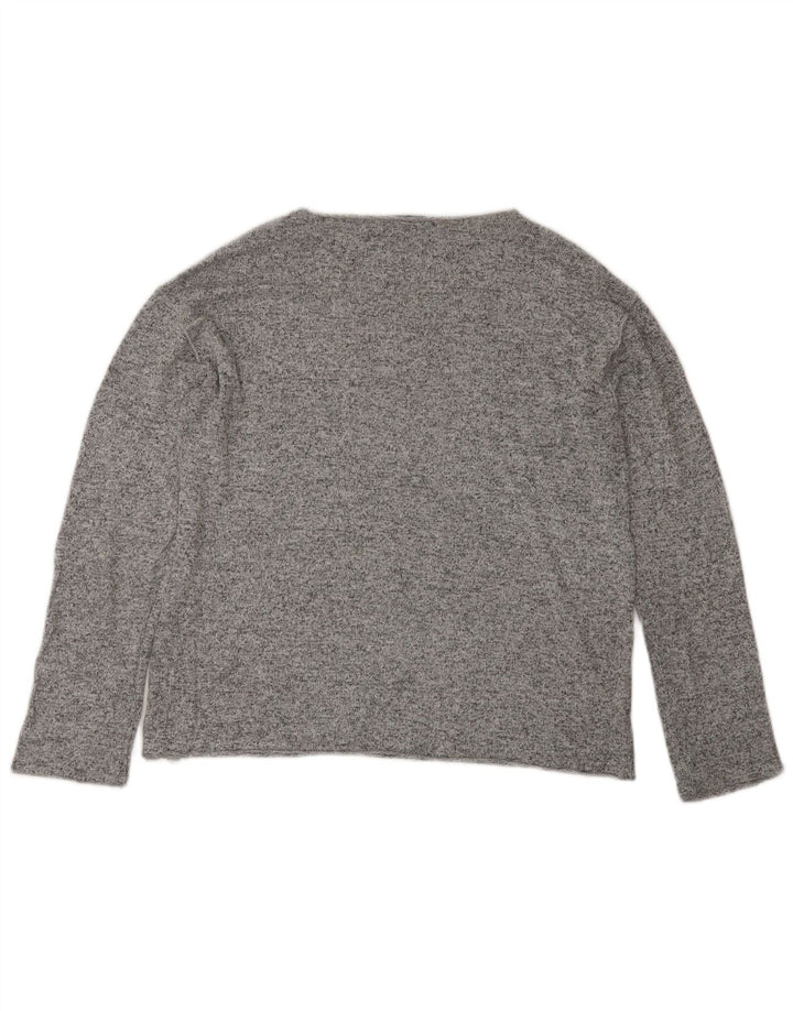 Zara Femme Top Manches Longues UK 10 Petit Gris Moucheté Viscose