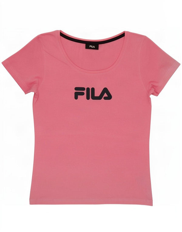 Fila T-shirt graphique pour femme UK 12 Rose moyen Coton