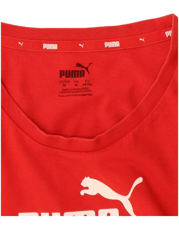 PUMA T-Shirt Graphique Homme Rouge Moyen Colourblock Cotton