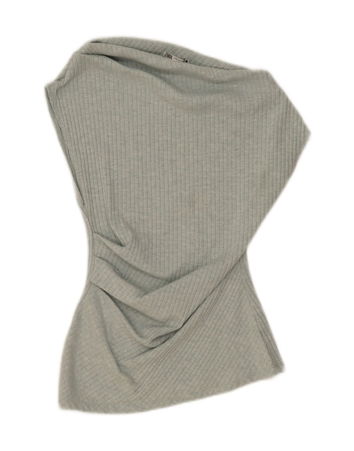 Zara Chemisier sans manches pour femme UK 42 Vert moyen