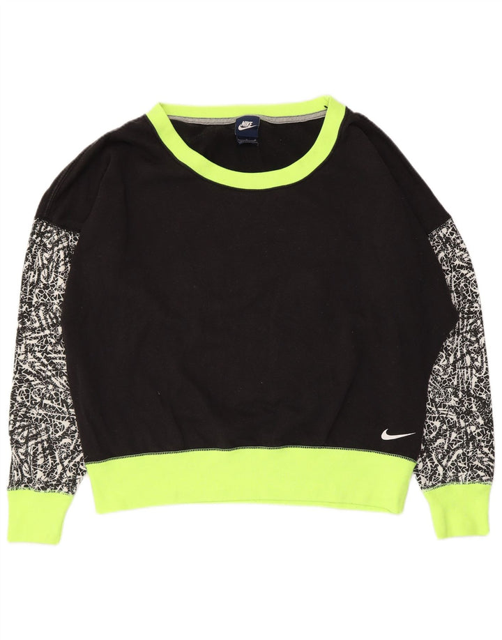 Nike Sweat-shirt surdimensionné pour femme UK 16 Large Noir Colorblock