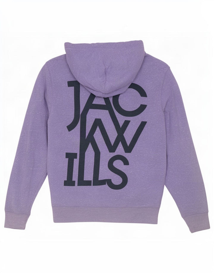 Jack Wills Pull à capuche zippé graphique pour homme en polyester moucheté violet moyen
