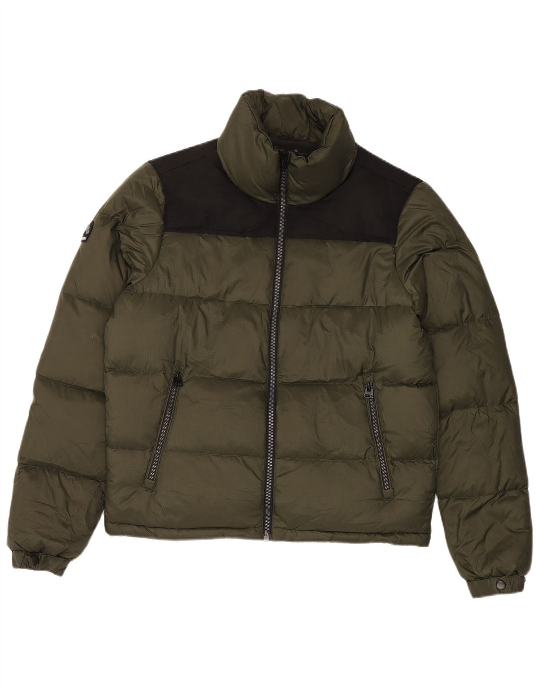 Superdry Veste matelassée pour hommes UK 38 Medium Khaki Colourblock Nylon