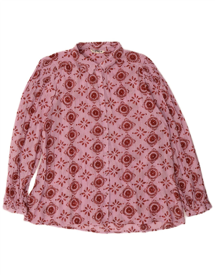 Fat Face Chemise surdimensionnée pour femme UK 44 Coton géométrique rose moyen