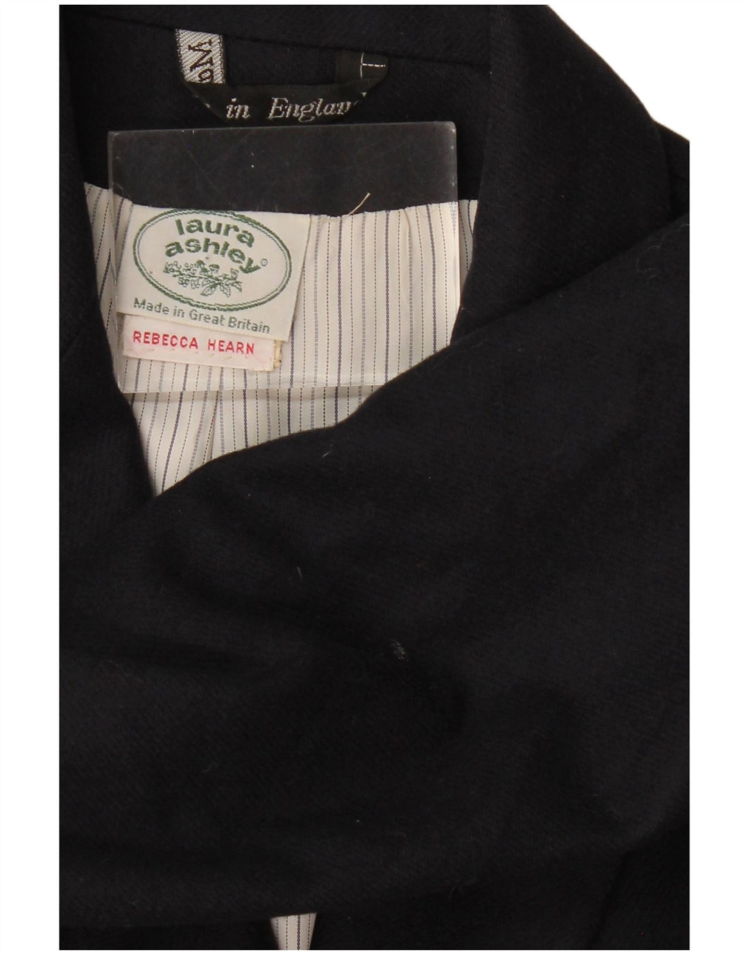 LAURA ASHLEY Veste blazer double boutonnage pour femme UK 14 Laine noire moyenne