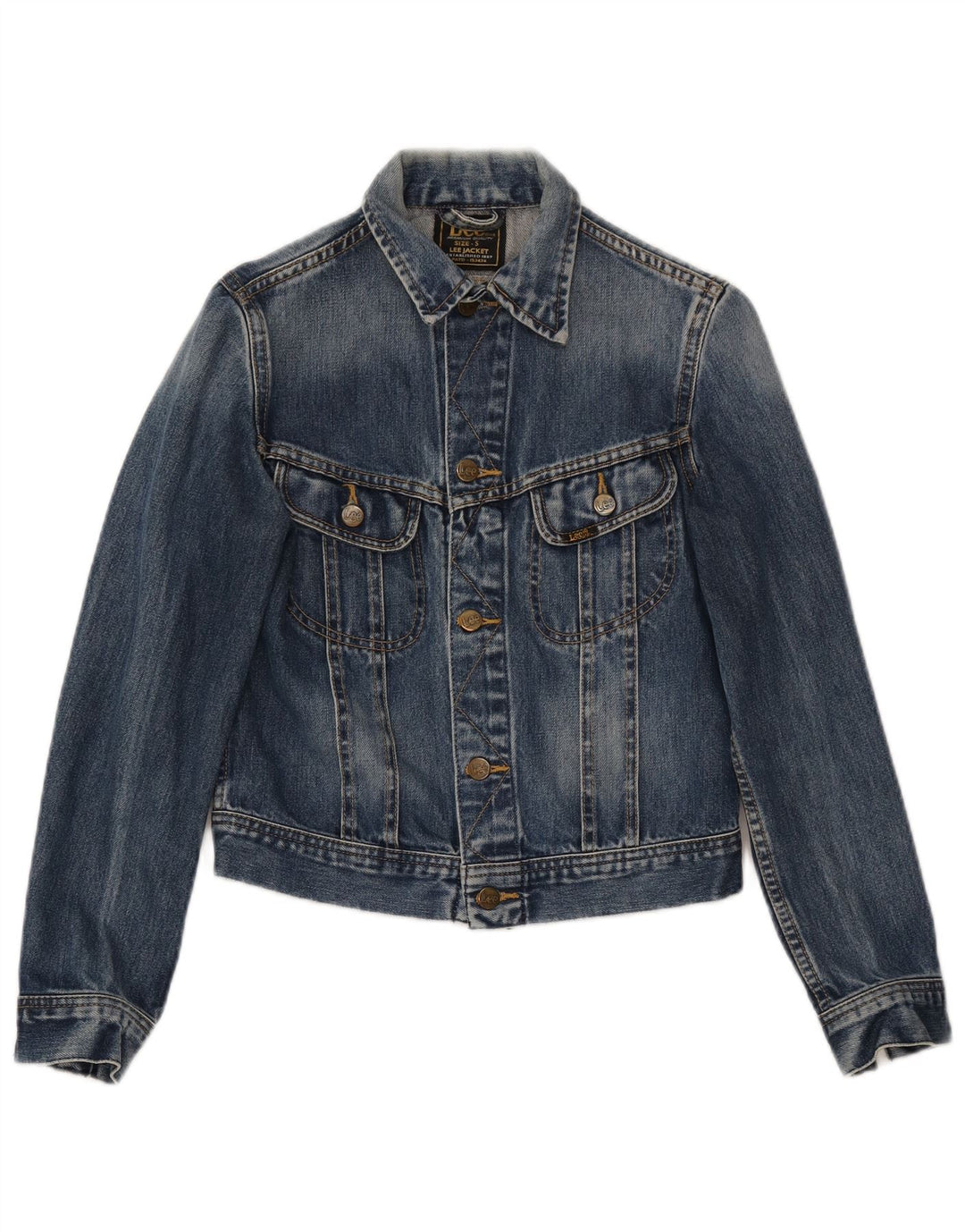 Lee Veste en jean courte pour femme UK 10 Petit coton bleu