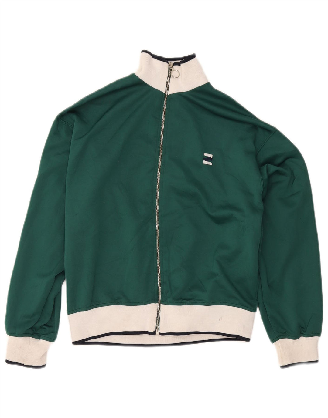 Zara Veste de survêtement pour femme UK 10 Petit Vert Colorblock Polyester